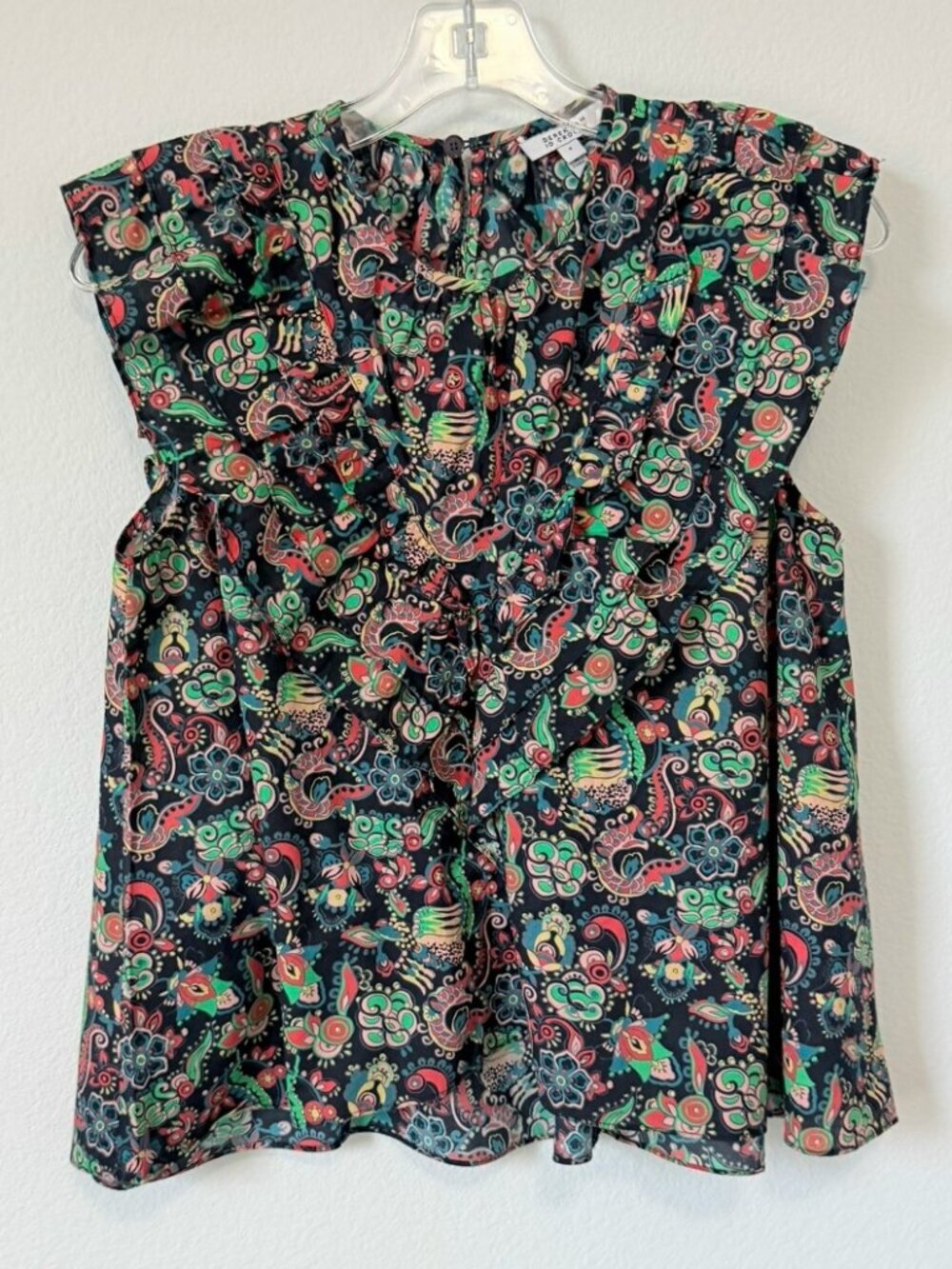 Derek Lam 10 Crosby Ruffled Floral Sleeveless Round Neck Blouse Women's Size 4
